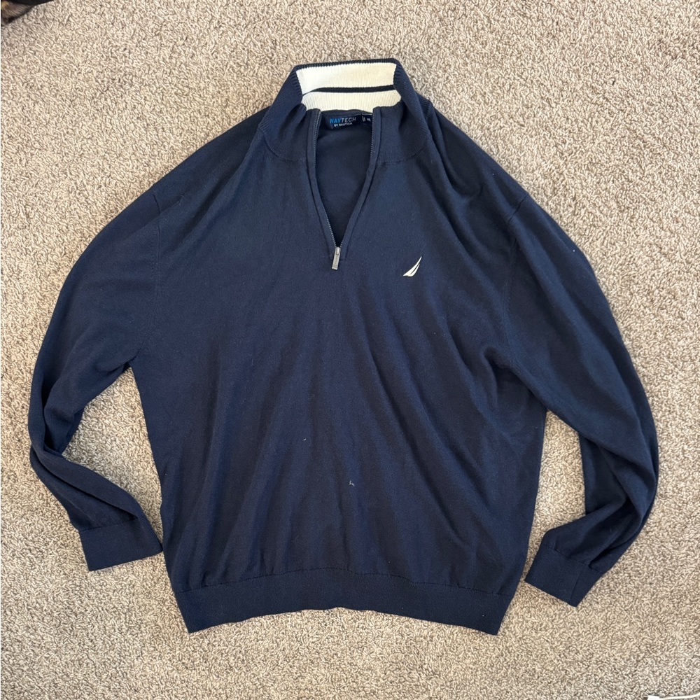 Nautica Men's Zip-Up Sweater in Dark Blue